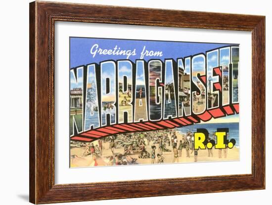 Greetings from Narragansett, Rhode Island--Framed Art Print