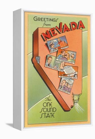 Greetings from Nevada, Map-null-Framed Stretched Canvas