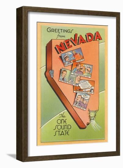 Greetings from Nevada, Map-null-Framed Art Print