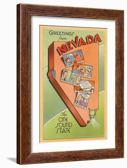 Greetings from Nevada, Map-null-Framed Art Print