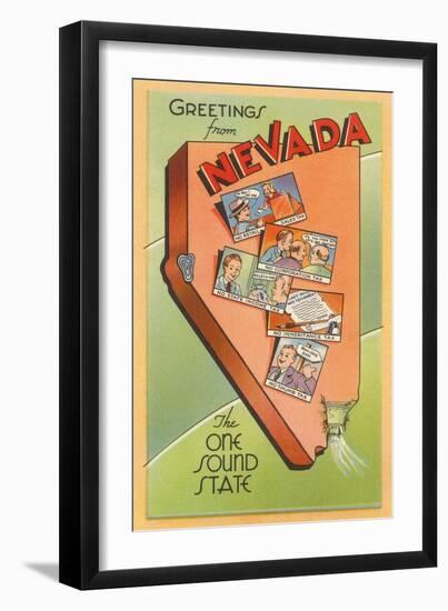 Greetings from Nevada, Map-null-Framed Art Print