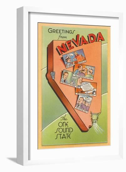 Greetings from Nevada, Map-null-Framed Art Print