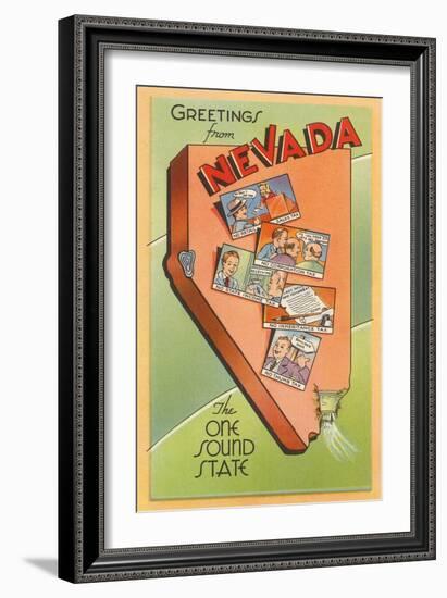 Greetings from Nevada, Map-null-Framed Art Print