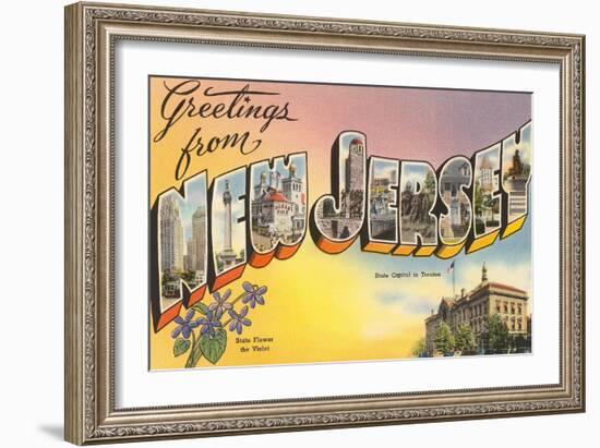 Greetings from New Jersey-null-Framed Art Print