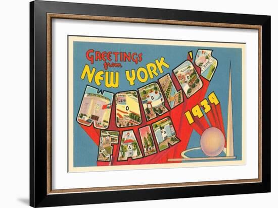 Greetings from New York World's Fair, 1939-null-Framed Art Print