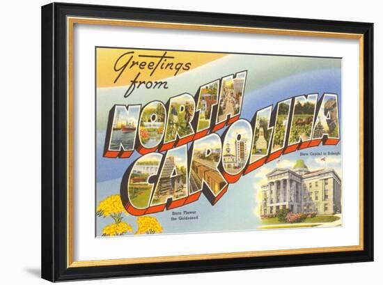 Greetings from North Carolina-null-Framed Art Print