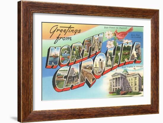 Greetings from North Carolina-null-Framed Art Print