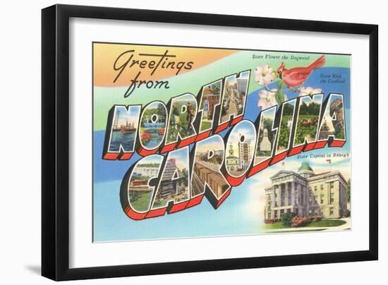 Greetings from North Carolina-null-Framed Art Print