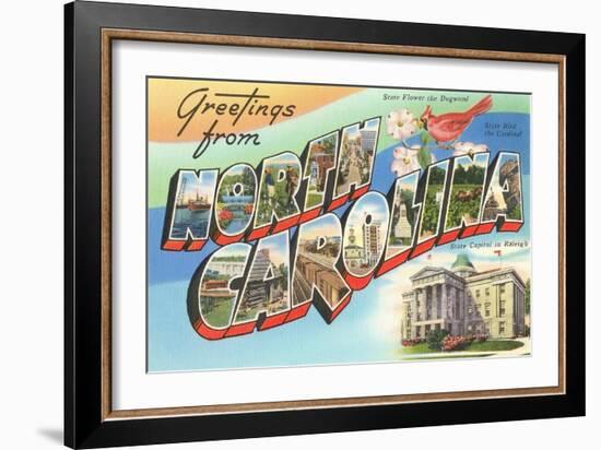 Greetings from North Carolina-null-Framed Art Print