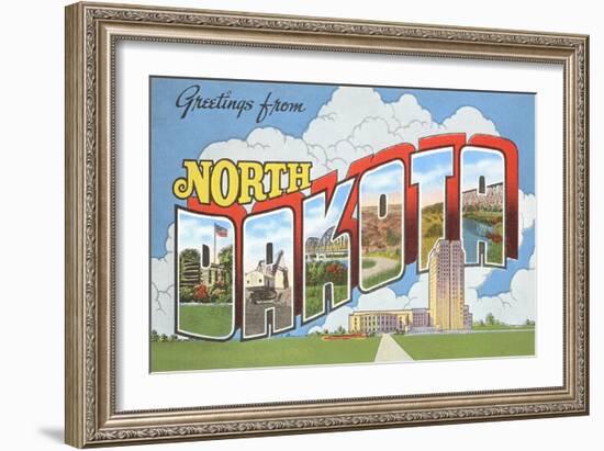 Greetings from North Dakota-null-Framed Art Print