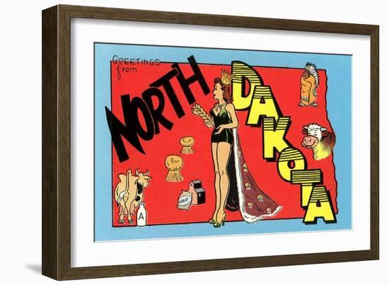 Greetings from North Dakota-null-Framed Art Print