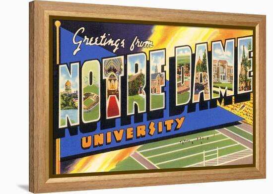 Greetings from Notre Dame, South Bend, Indiana-null-Framed Stretched Canvas