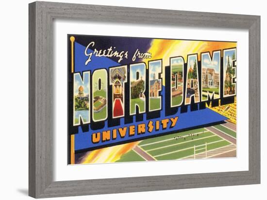 Greetings from Notre Dame, South Bend, Indiana-null-Framed Art Print