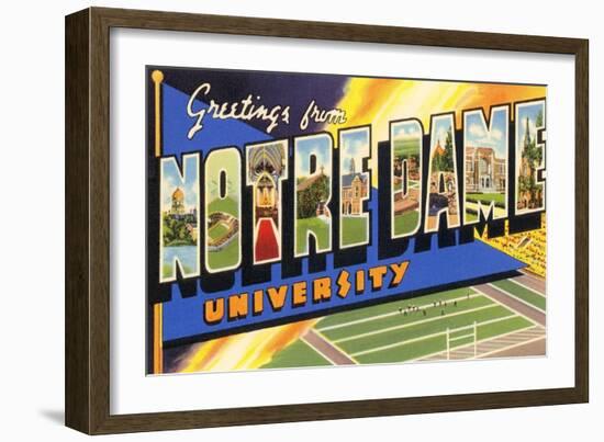 Greetings from Notre Dame, South Bend, Indiana-null-Framed Art Print