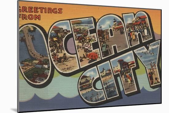 Greetings from Ocean City-Lantern Press-Mounted Art Print