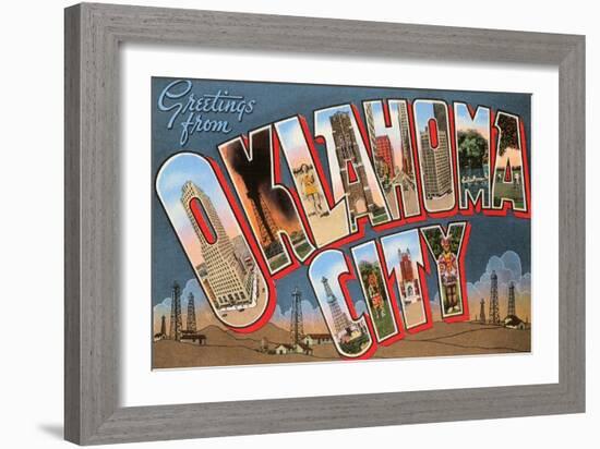 Greetings from Oklahoma City, Oklahoma-null-Framed Art Print