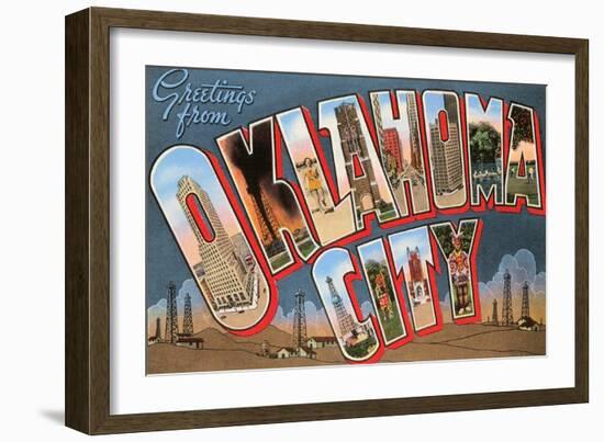 Greetings from Oklahoma City, Oklahoma-null-Framed Art Print