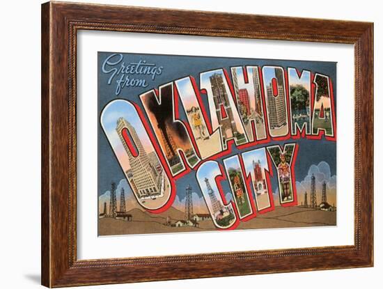 Greetings from Oklahoma City, Oklahoma-null-Framed Art Print