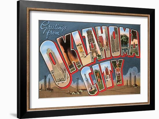 Greetings from Oklahoma City, Oklahoma-null-Framed Art Print