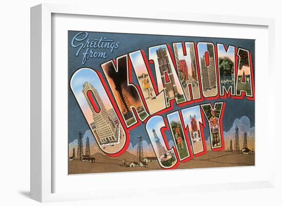 Greetings from Oklahoma City, Oklahoma-null-Framed Art Print