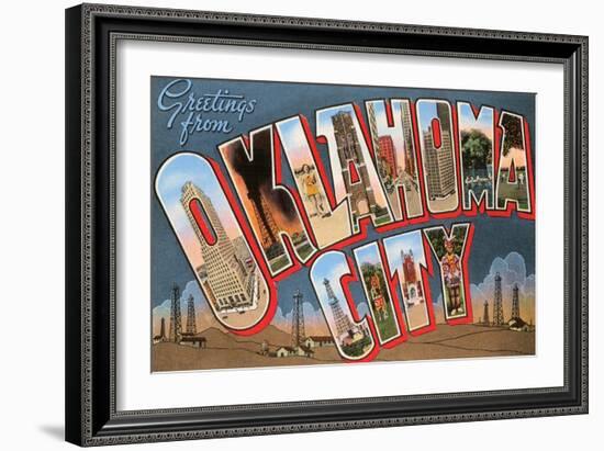 Greetings from Oklahoma City, Oklahoma-null-Framed Art Print