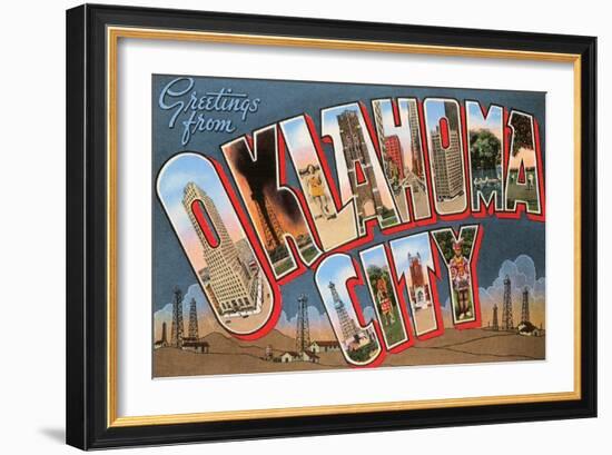 Greetings from Oklahoma City, Oklahoma-null-Framed Art Print