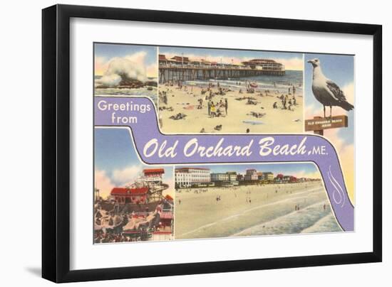 Greetings from Old Orchard Beach, Maine-null-Framed Art Print