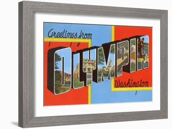 Greetings from Olympia, Washington-null-Framed Art Print