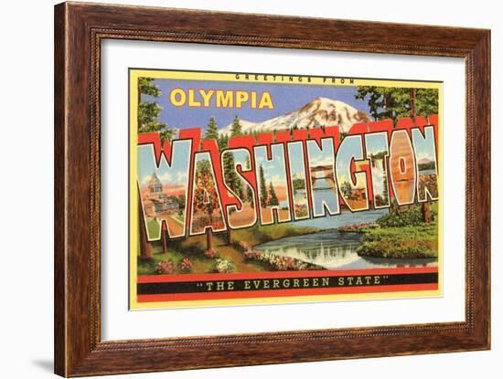 Greetings from Olympia-null-Framed Art Print