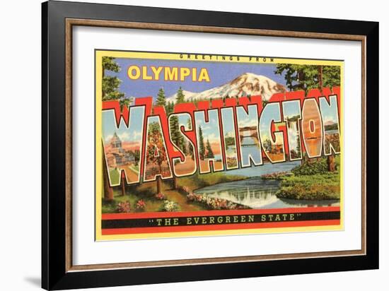 Greetings from Olympia-null-Framed Art Print