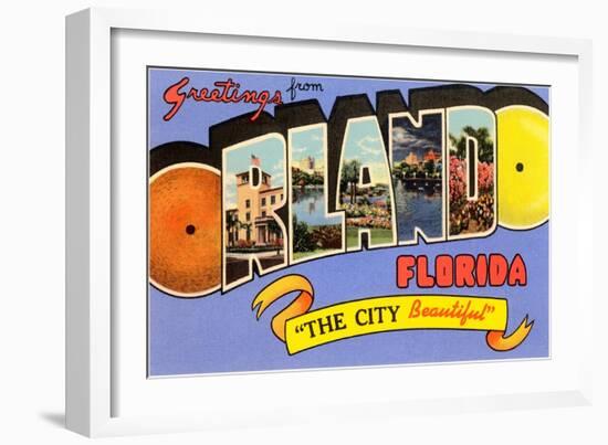 Greetings from Orlando, Florida, the City Beautiful-null-Framed Giclee Print