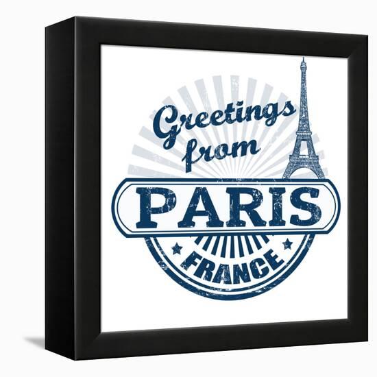 Greetings From Paris Stamp-radubalint-Framed Stretched Canvas