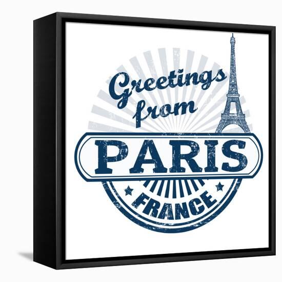 Greetings From Paris Stamp-radubalint-Framed Stretched Canvas