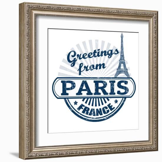 Greetings From Paris Stamp-radubalint-Framed Art Print