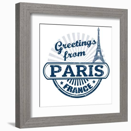 Greetings From Paris Stamp-radubalint-Framed Art Print