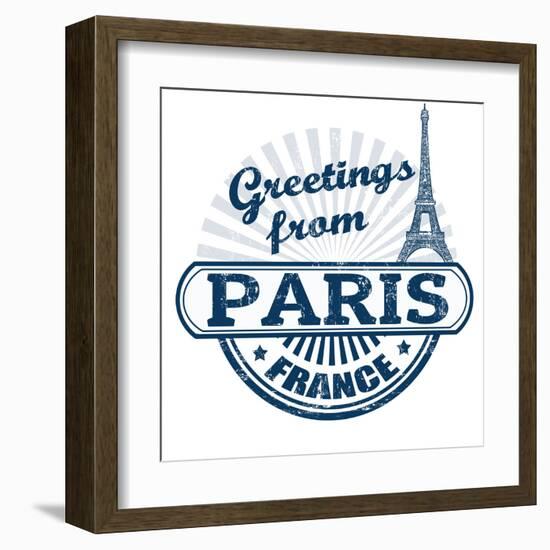 Greetings From Paris Stamp-radubalint-Framed Art Print