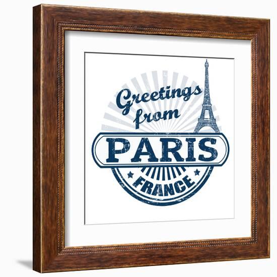 Greetings From Paris Stamp-radubalint-Framed Art Print