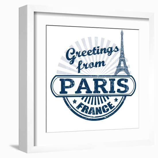 Greetings From Paris Stamp-radubalint-Framed Art Print