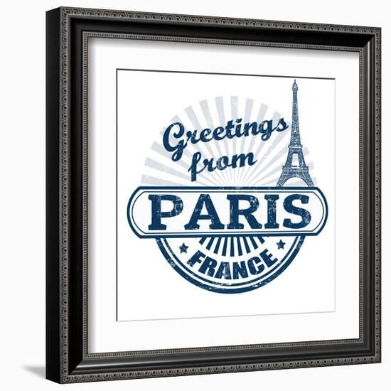 Greetings From Paris Stamp-radubalint-Framed Art Print