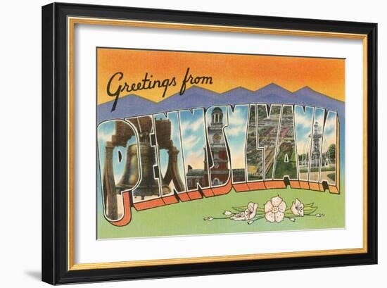 Greetings from Pennsylvania-null-Framed Art Print