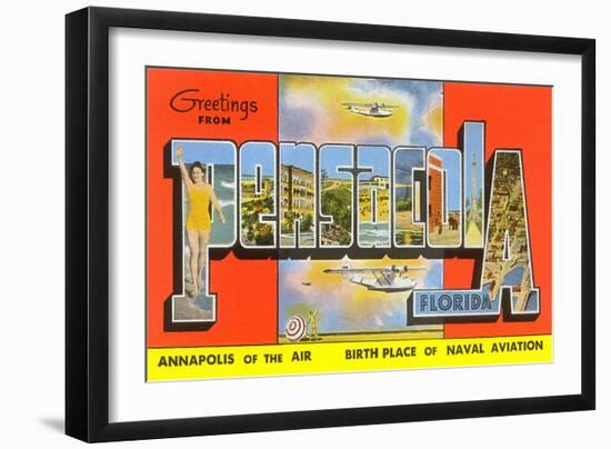Greetings from Pensacola, Florida, Annapolis of the Air, Birth Place of Naval Aviation-null-Framed Giclee Print
