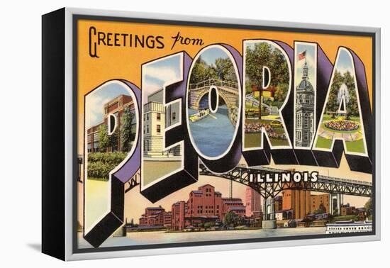 Greetings from Peoria, Illinois-null-Framed Stretched Canvas