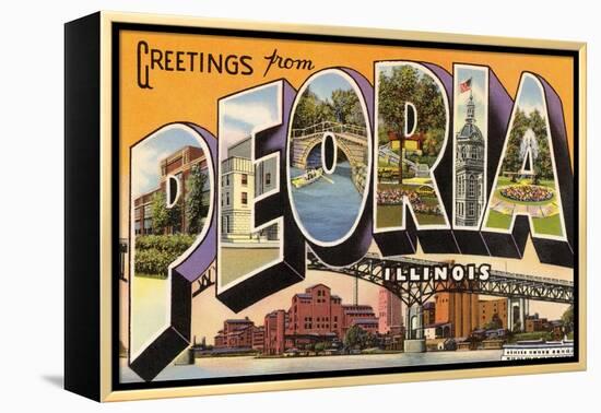 Greetings from Peoria, Illinois-null-Framed Stretched Canvas