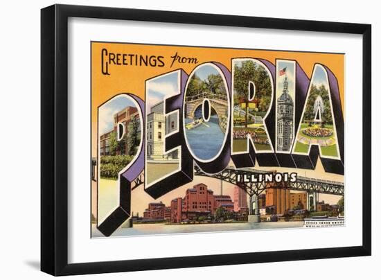 Greetings from Peoria, Illinois-null-Framed Art Print