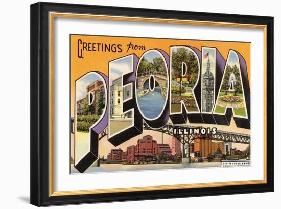 Greetings from Peoria, Illinois-null-Framed Art Print