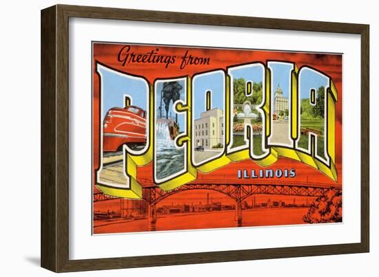 Greetings from Peoria, Illinois-null-Framed Art Print