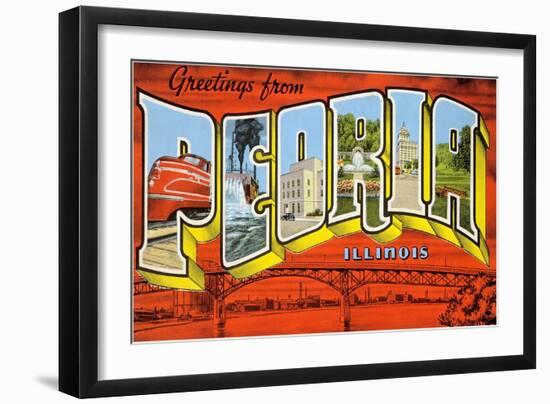 Greetings from Peoria, Illinois-null-Framed Art Print