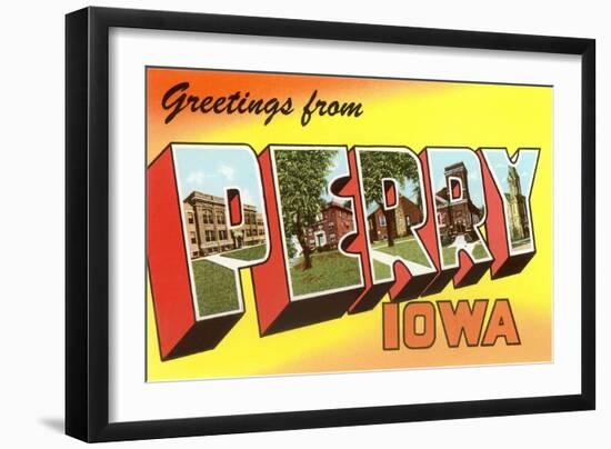 Greetings from Perry, Iowa-null-Framed Art Print