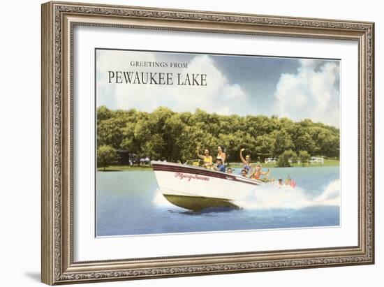 Greetings from Pewaukee Lake-null-Framed Art Print