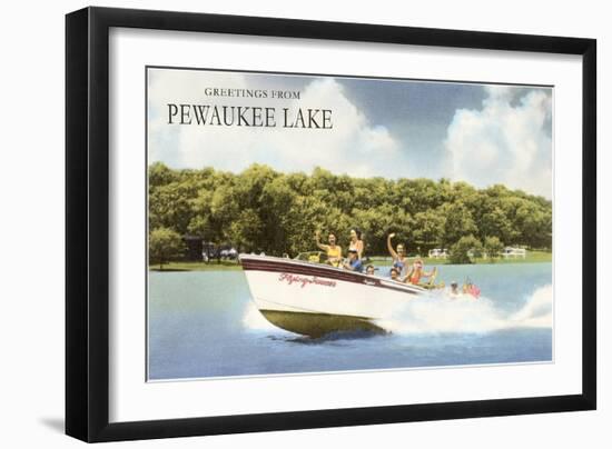 Greetings from Pewaukee Lake-null-Framed Art Print
